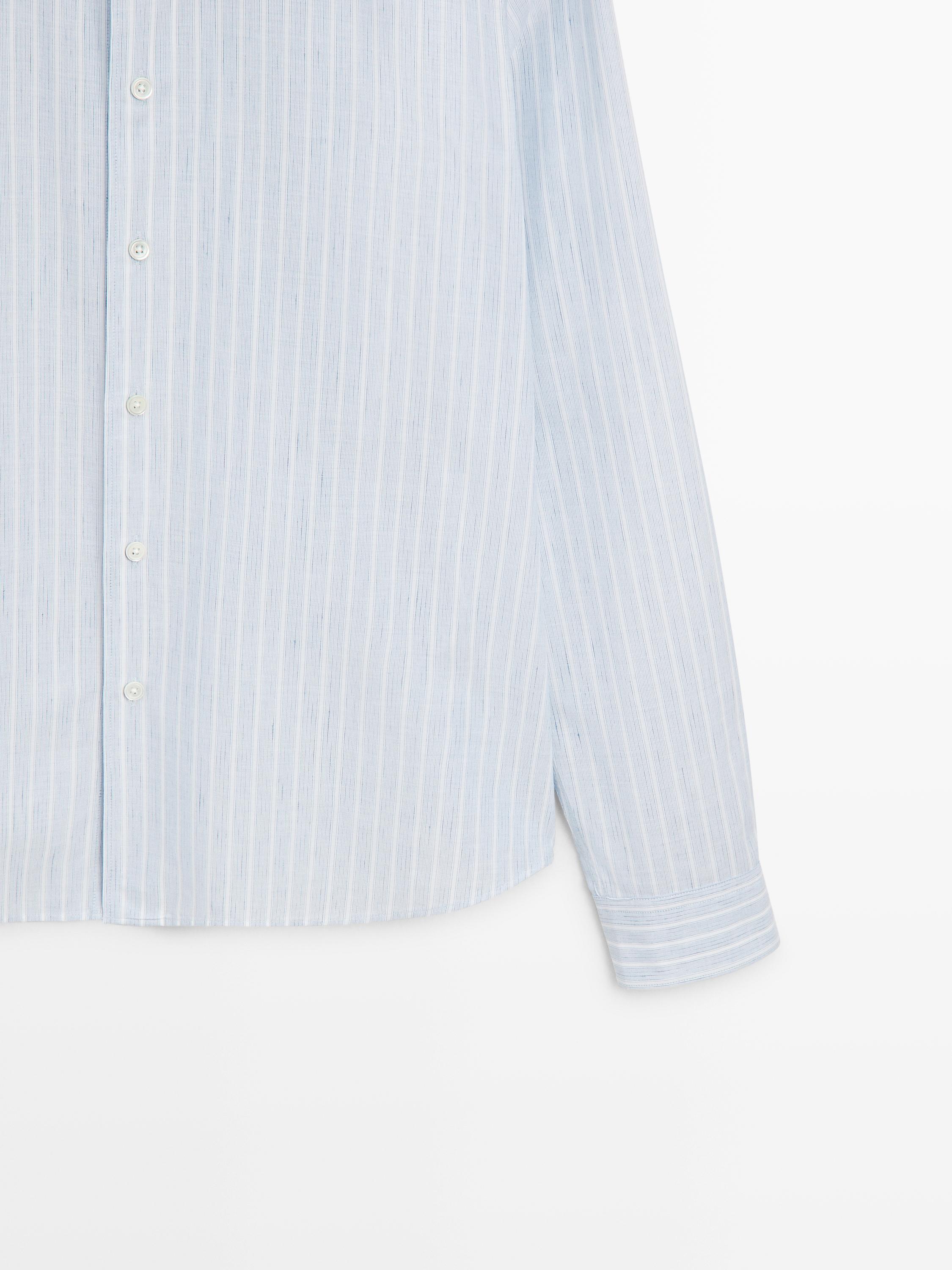 Cotton blend regular fit striped shirt